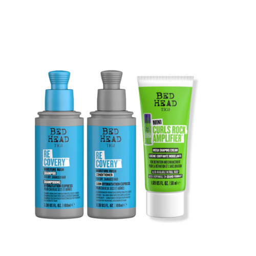 Kit Tigi Travel Size Recovery Shampoo y Acondicionador 100 ml + Curls Rock 50 ml