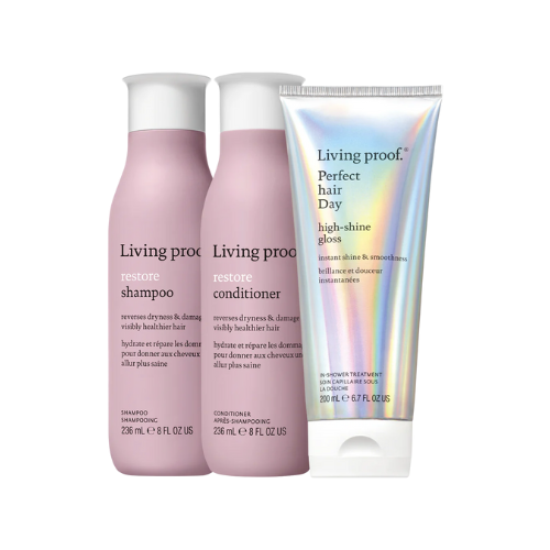 Set/ Kit / Pack Restore Shampoo, Acondicionador y High-Shine Gloss