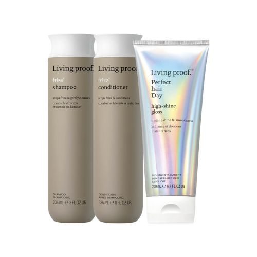 Set/ Kit / Pack No Frizz Shampoo, Acondicionador y High-Shine Gloss